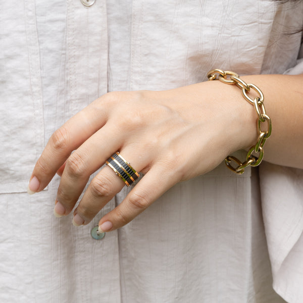 Luxe - Black and Gold Unisex Band Ring