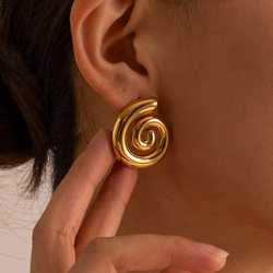 Golden Spiral Stud Earrings