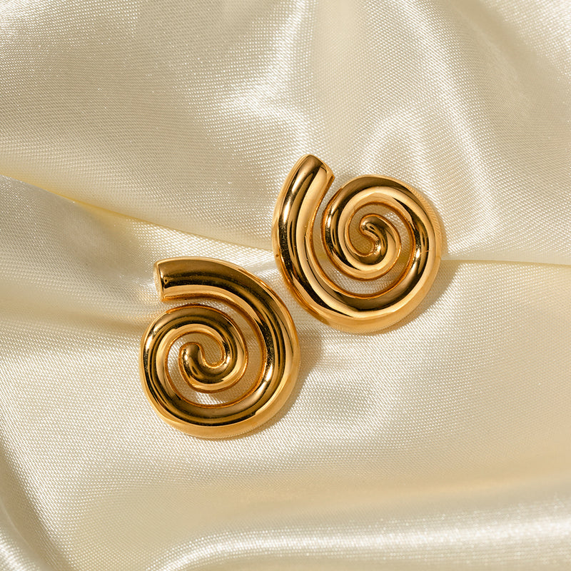 Golden Spiral Stud Earrings