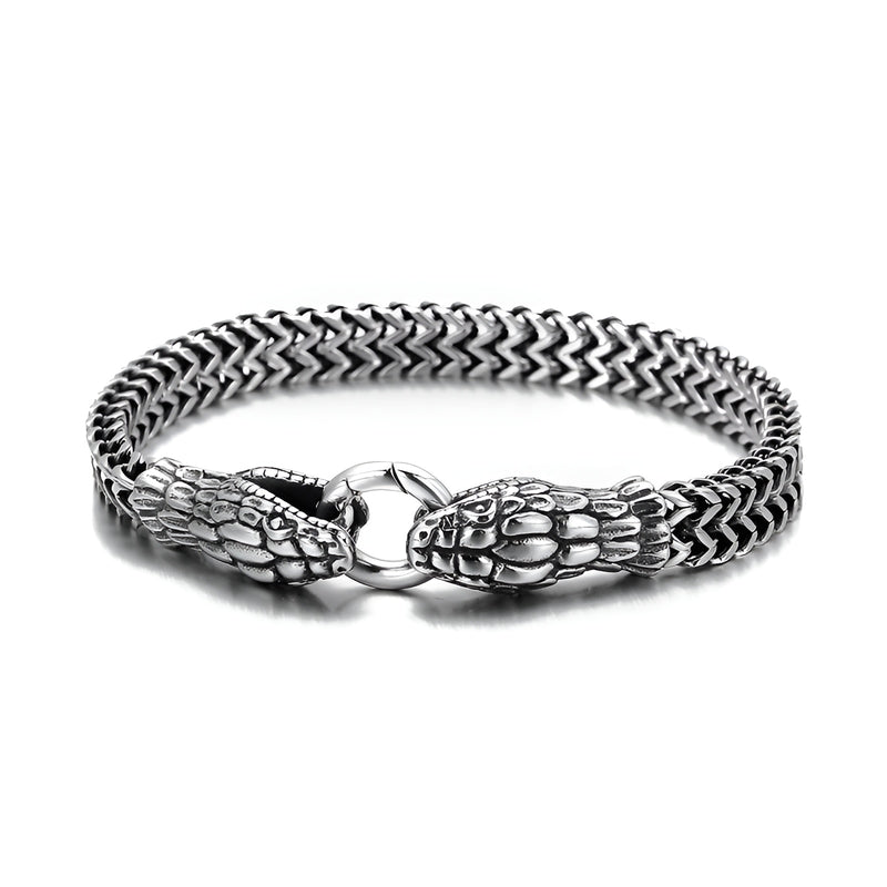 Serpentine Silver Men's Bracelet