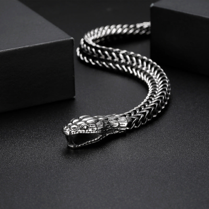 Serpentine Silver Men's Bracelet