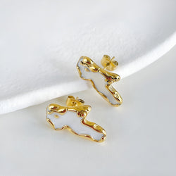 Gold Lined Cloud Stud Earrings