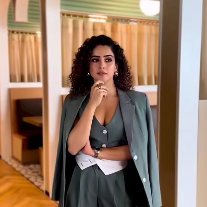 Sanya Malhotra in Silver Radiant Studs