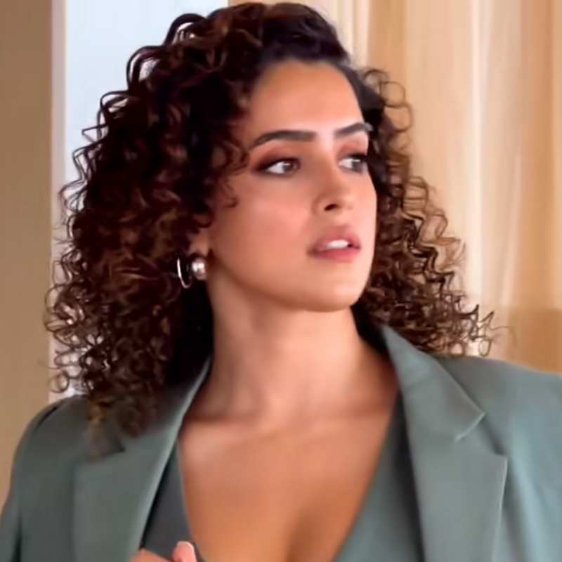 Sanya Malhotra in Silver Radiant Studs