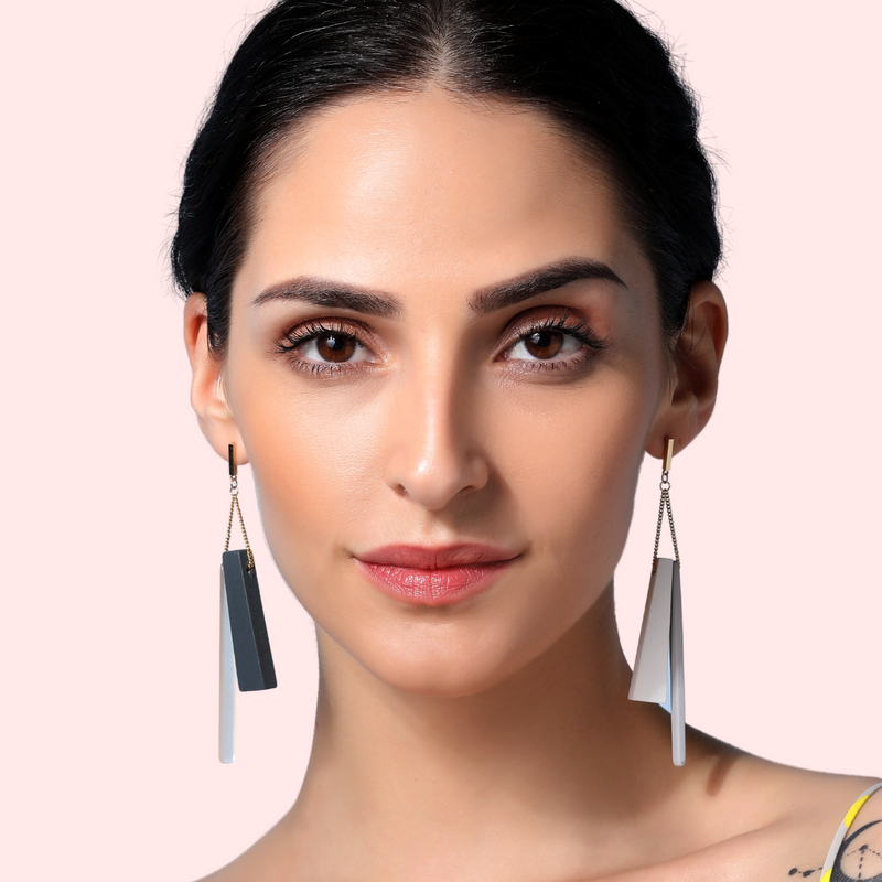 Shades of Grey Mismatch Dangler Earrings