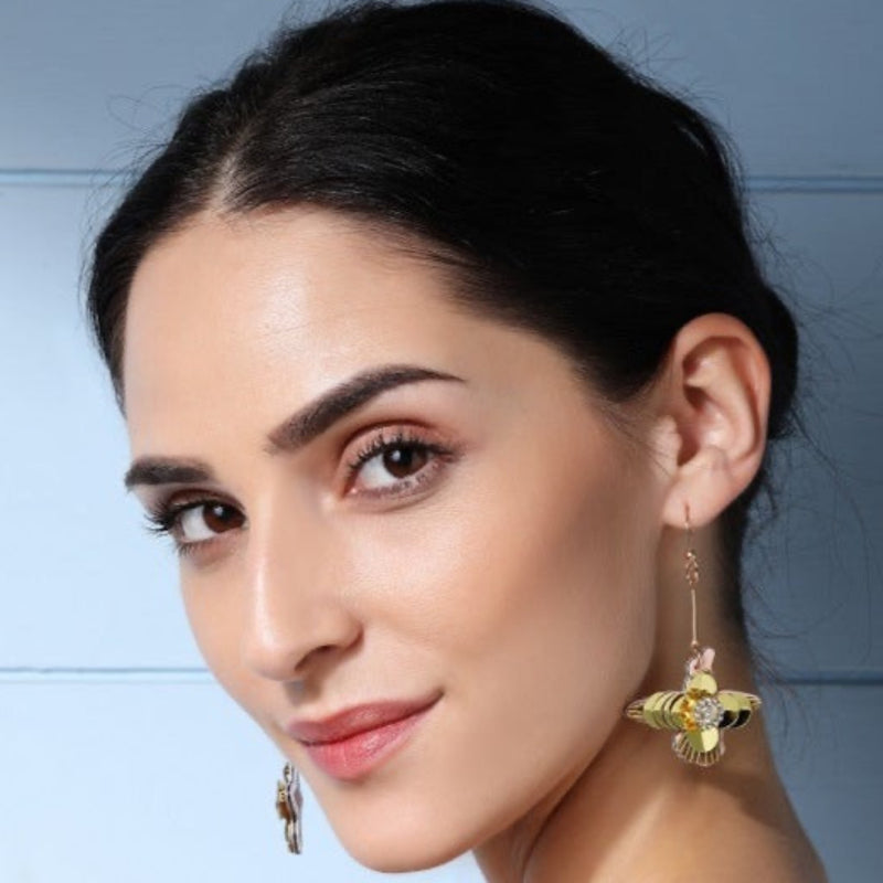 Golden Phoenix Dangler Earrings by FASHKA | second side view