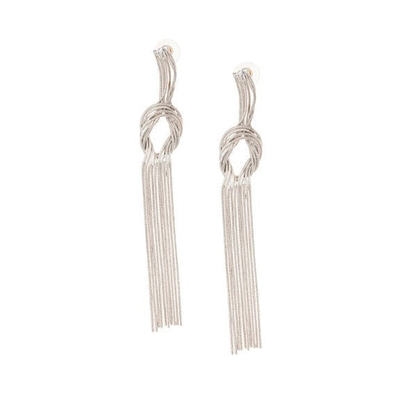 Silver Rays Long Party Wear Earrings by FASHKA