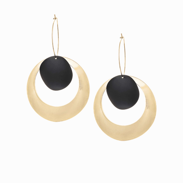 Black and Gold Hoop Earrings by FASHKA