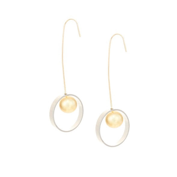 Golden & Silver Circles Dangler Earrings by Fashka