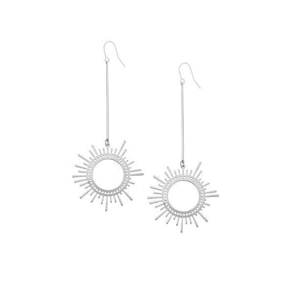 Silver Sun Dangler Earrings by FASHKA