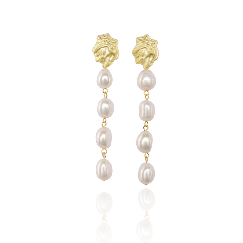 Pearl Cascade Dangler Earrings by FASHKA