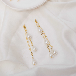 Cluster Pearl Drop Mismatch Earrings by FASHKA