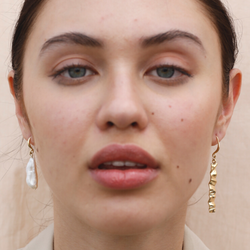 Juxtaposed Mismatch Earrings Model Pic FASHKA