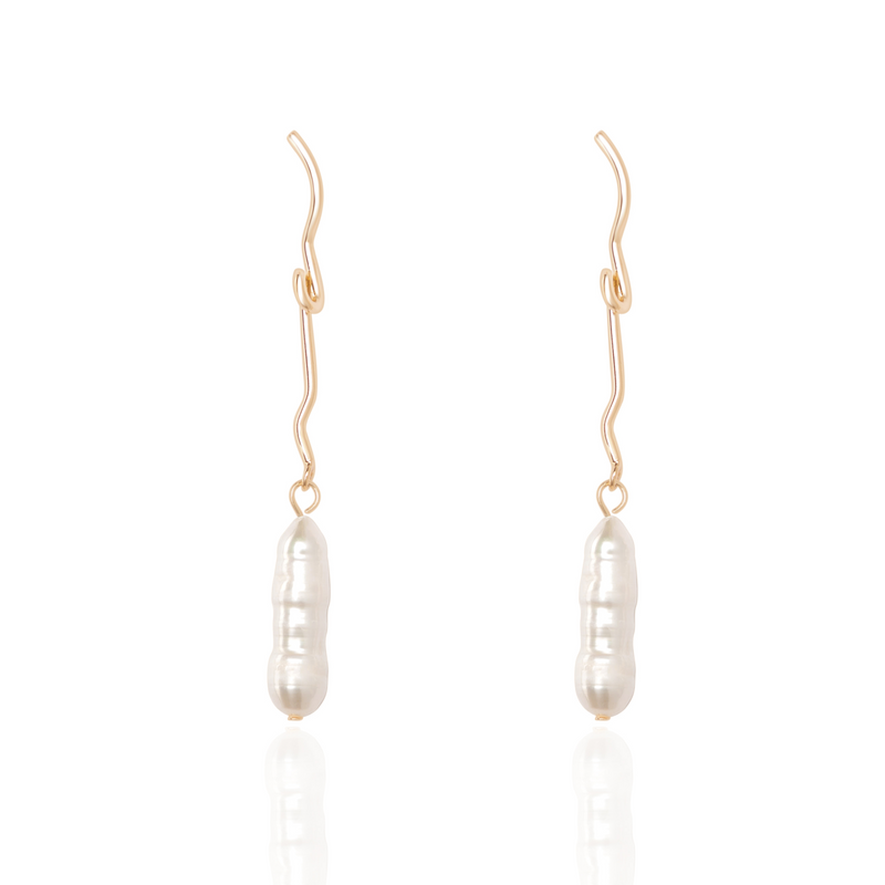 Pearl Plunge Dangler Earrings