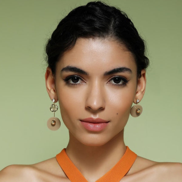 Nude Round Mismatch Earrings by FASHKA
