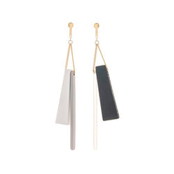 Gold and Grey Dangler Earrings by Fashka | close up image