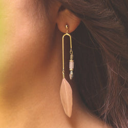 Feather Drop Dangler Earrings