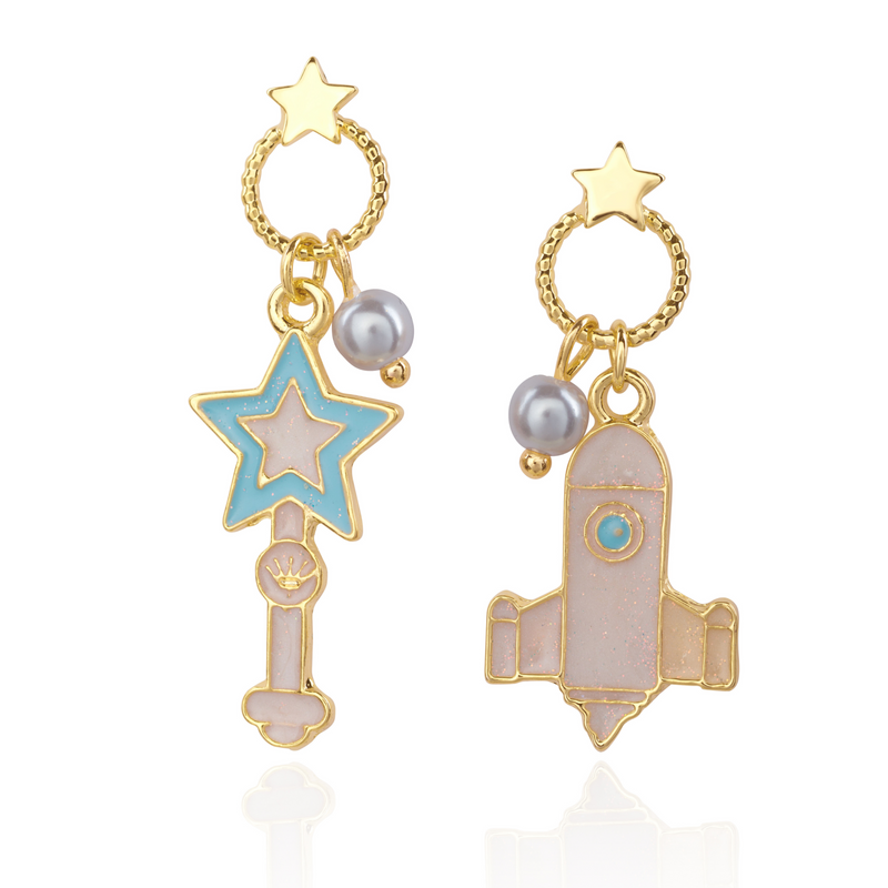 Space Explosion Mismatch Earrings Without Background