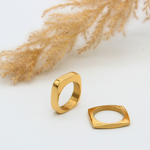 Geo Golden Rings - Set of 2