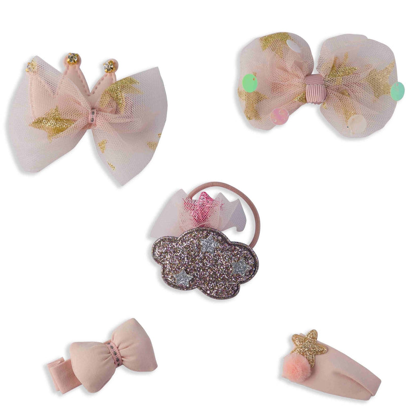 Glitter All The Way Pink Hair Bands. Set of 5.