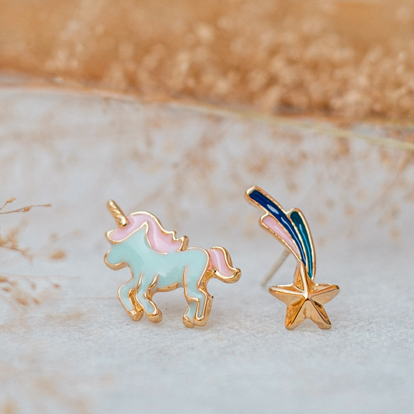 Unicorn Love Mismatched Stud Earrings by FASHKA